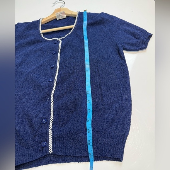 Vintage 70's Navy Blue Double Knit Top Short Sleeve Size Small - Picture 6 of 7